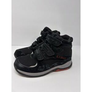 LL BEAN Womens Hiking Boots Black Suede Leather Hook & Loop Closure Size 10